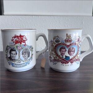 Two Commemorative Mugs 1981 Royal Wedding Prince of Wales & Lady Diana Marriage